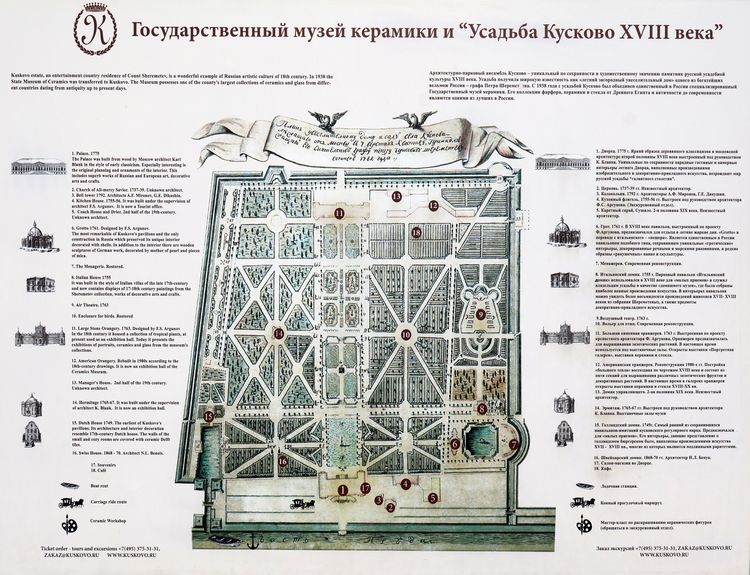 Схема музея-усадьба «Кусково»